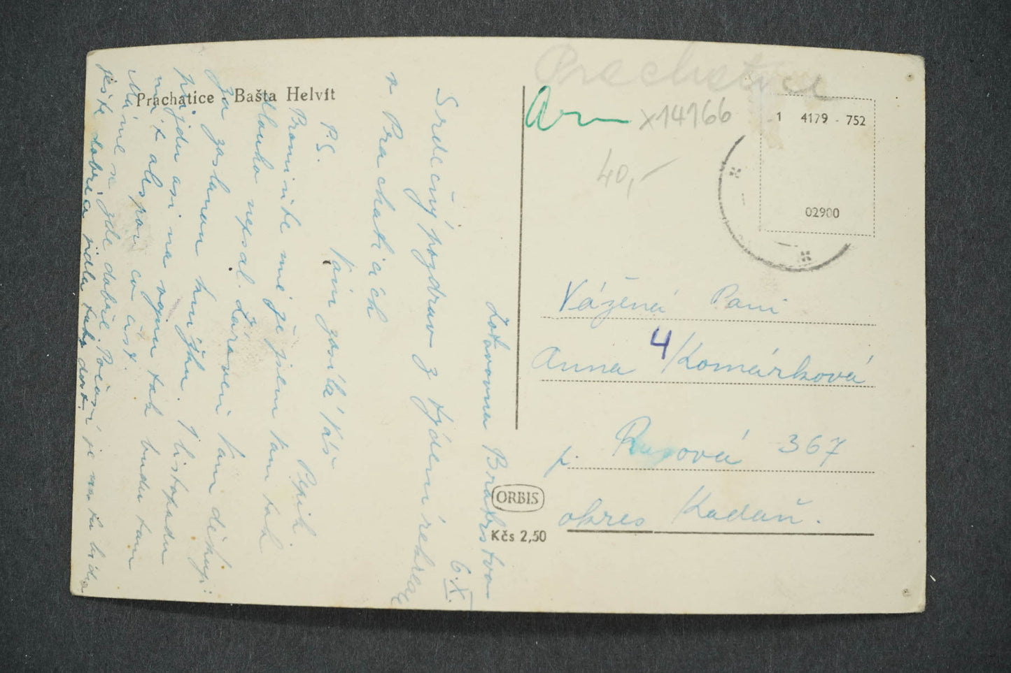 Pohlednice PRACHATICE BAŠTĚ HELVÍT (x14166)