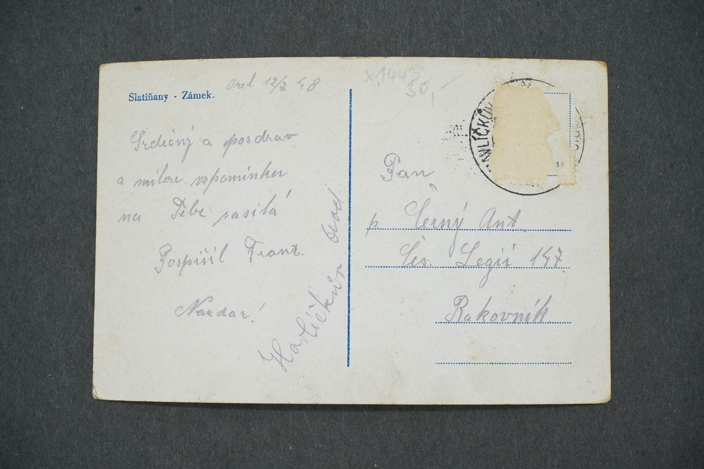 Postcard SLATINANY - ZÁM. (x14433)