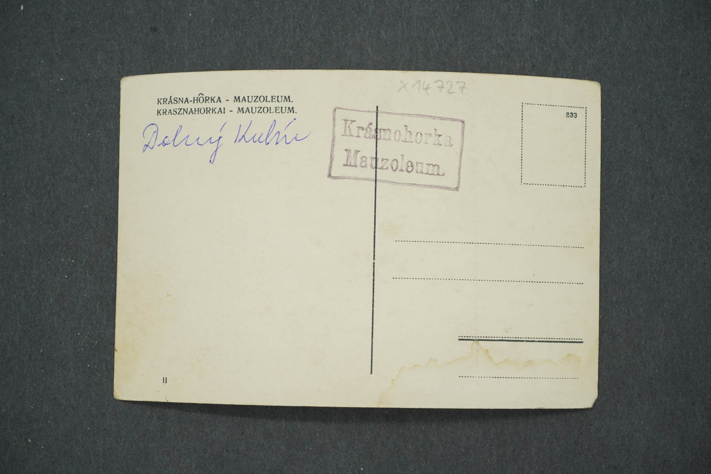 Postcard KRASNA HORKA - MUSOLEUM (x14727)