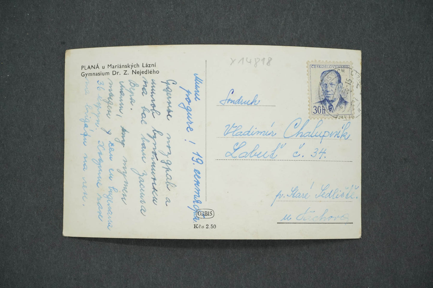 Pohlednice Planá u Mar. Lázní – gymnázium Dr. Z. Nejedlého (x14818)