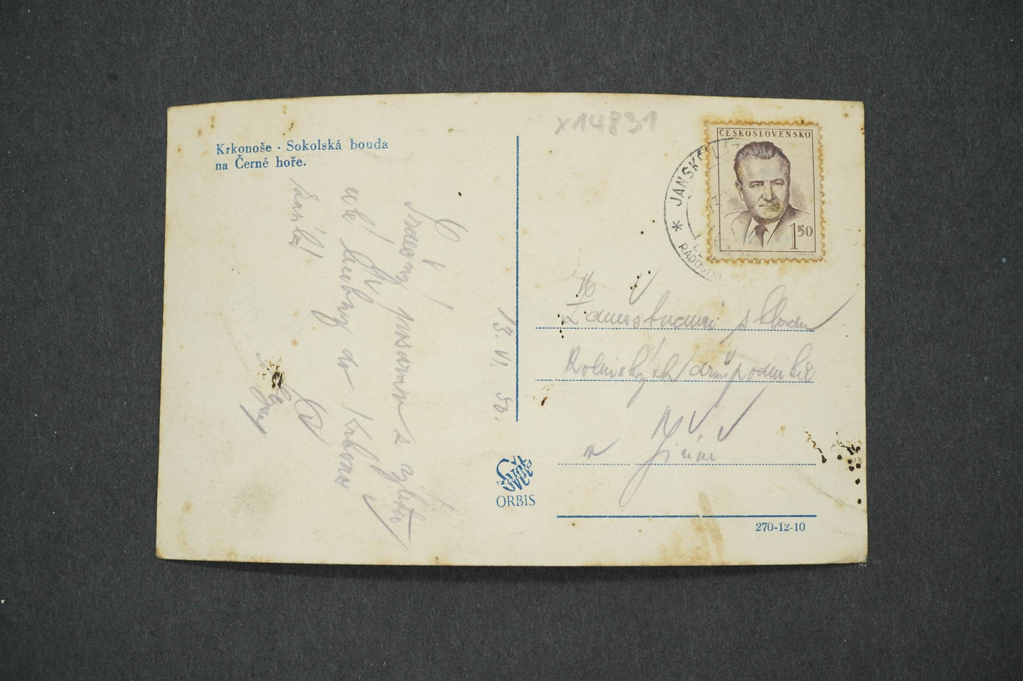 Postcard KRKONOSE - SOKOLSKÁ BOUDA ON ČERNÁ HORA (x14831)