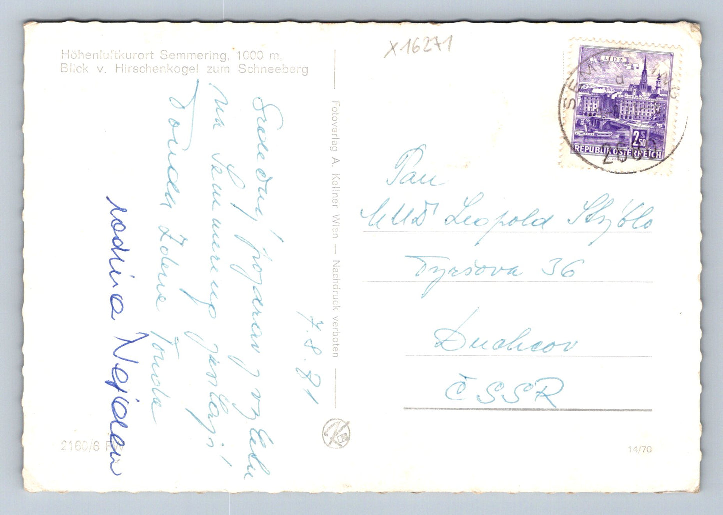 Pohlednice HÖHENLUFTKURORT SEMMERING (x16271)