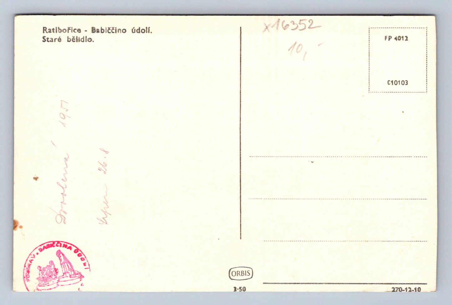 Pohlednice RATIBOŘICE - BABIČČINO ÚDOLÍ (x16352)