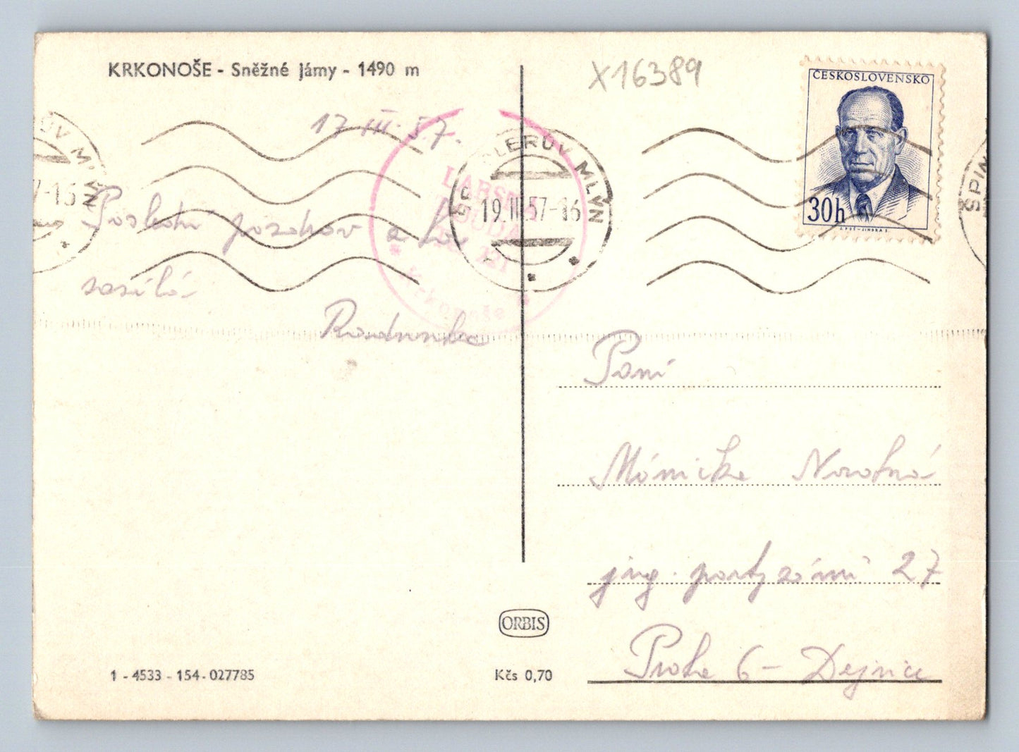 Pohlednice KRKONOŠE - SNĚŽNÉ JÁMY (x16389)