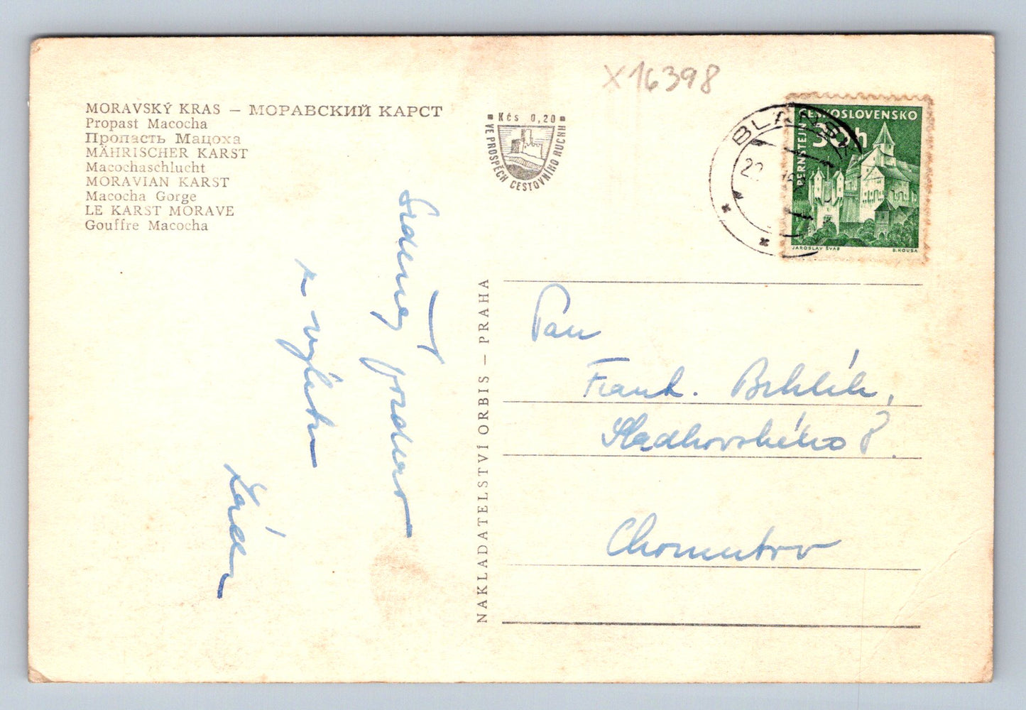 Pohlednice MORAVSKÝ KRAS (x16398)