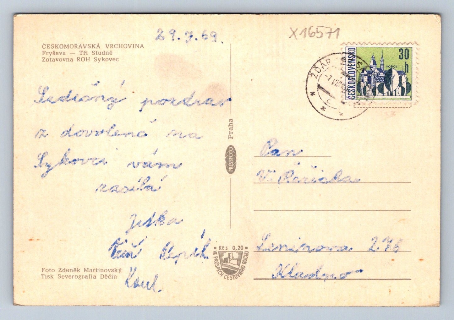 Pohlednice ČESKOMORAVSKÁ VRCHOVINA (x16571)