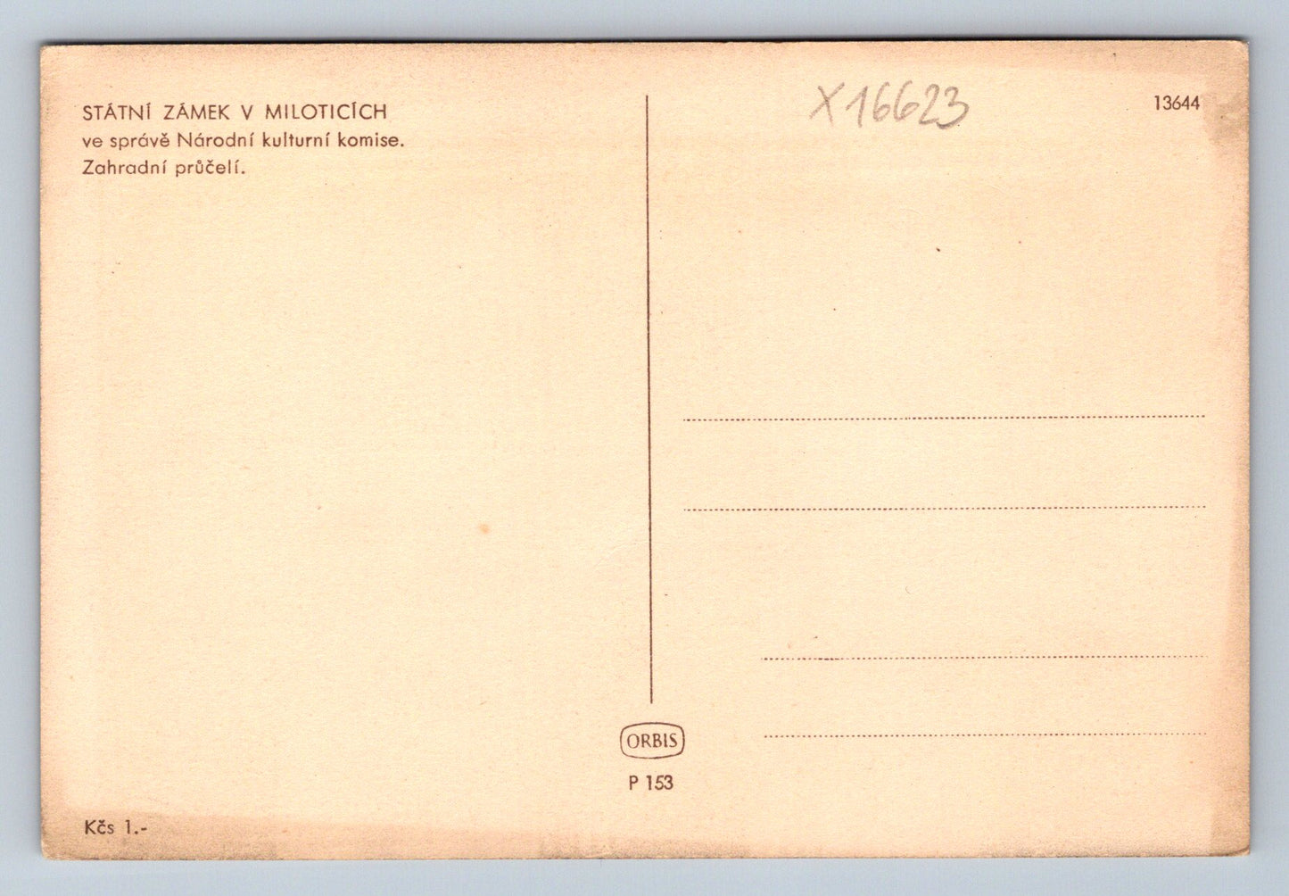 Pohlednice STÁTNÍ ZÁMEK V MILOTICÍCH (x16623)