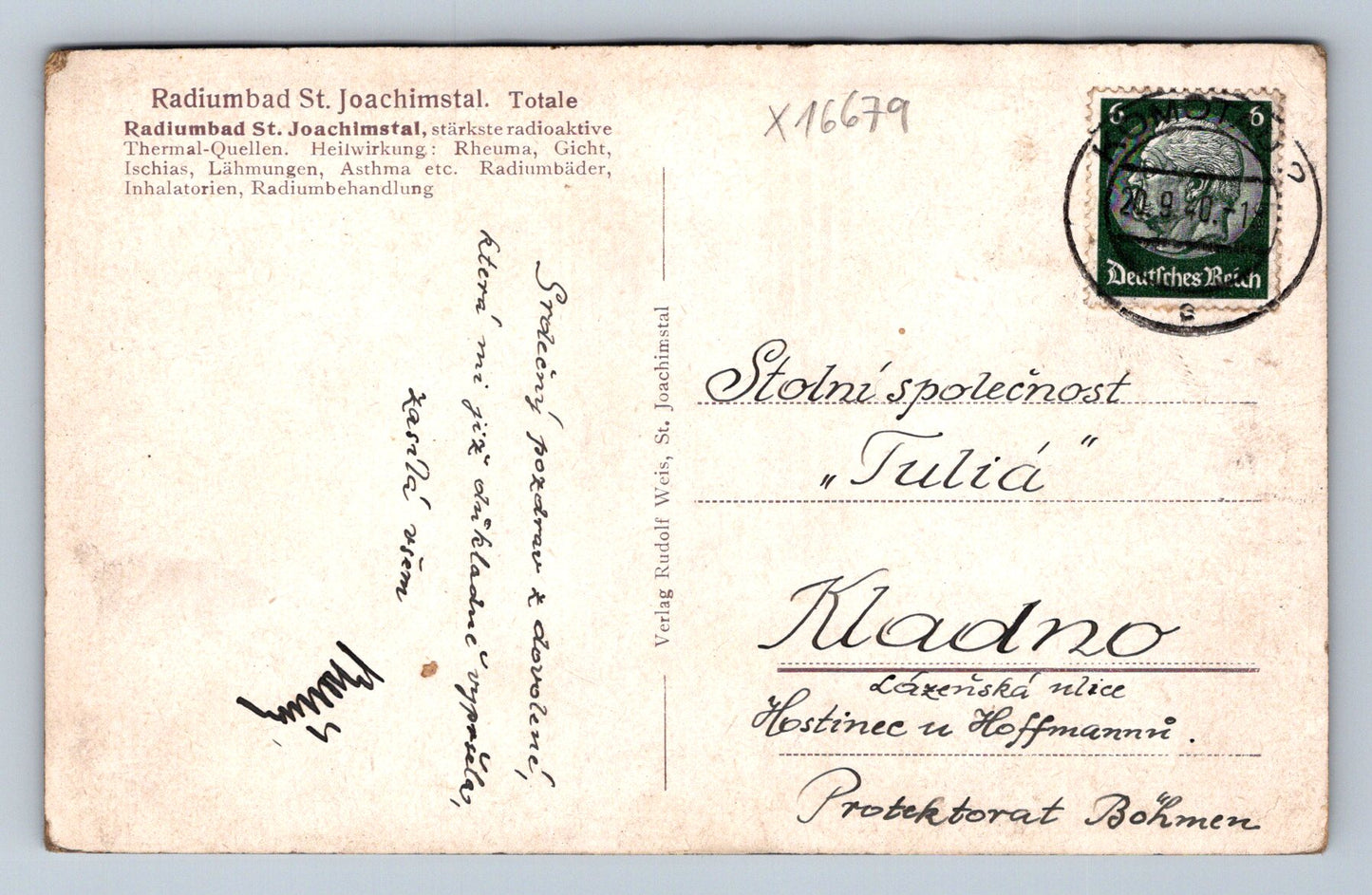 Pohlednice RADIUMBAD ST. JOACHIMSTAL (x16679)