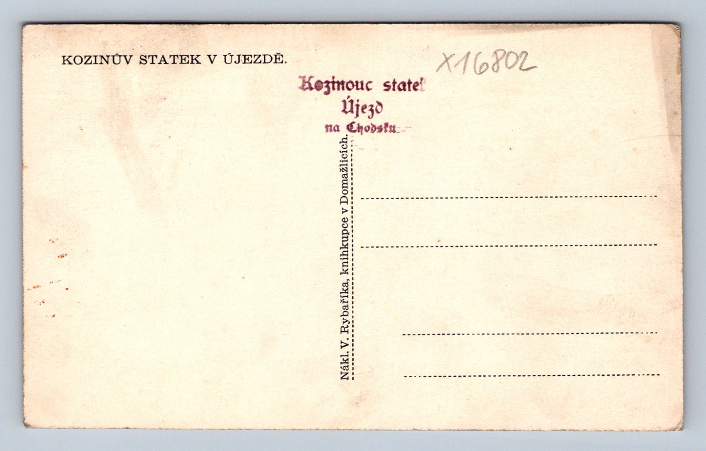 Pohlednice KOZINŮV STATEK V ÚJEZDĚ (x16802)
