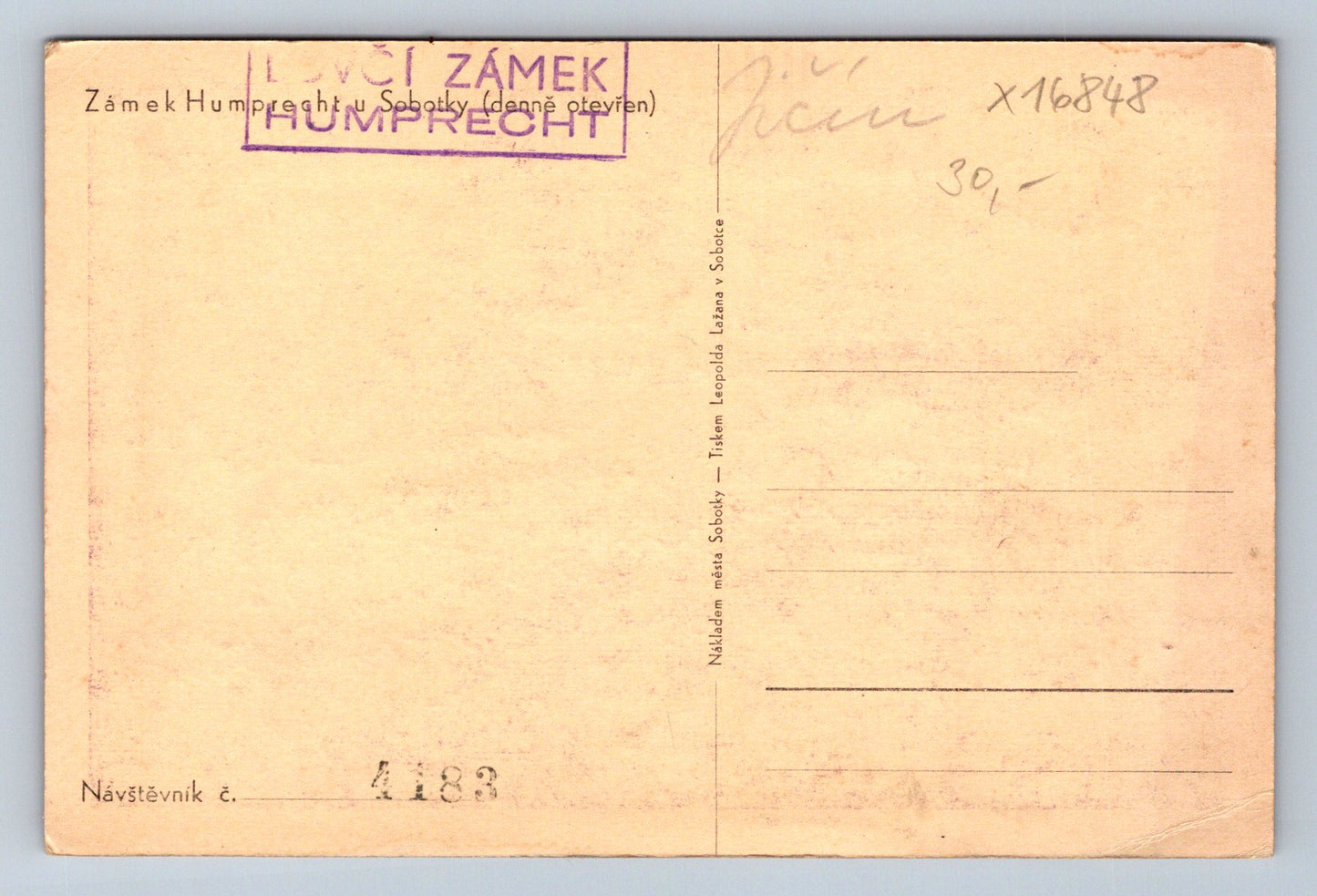 Pohlednice ZÁMEK HUMPRECHT U SOBOTKY (x16848)