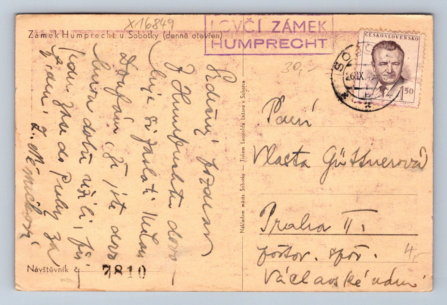 Pohlednice ZÁMEK HUMPRECHT U SOBOTKY (x16849)