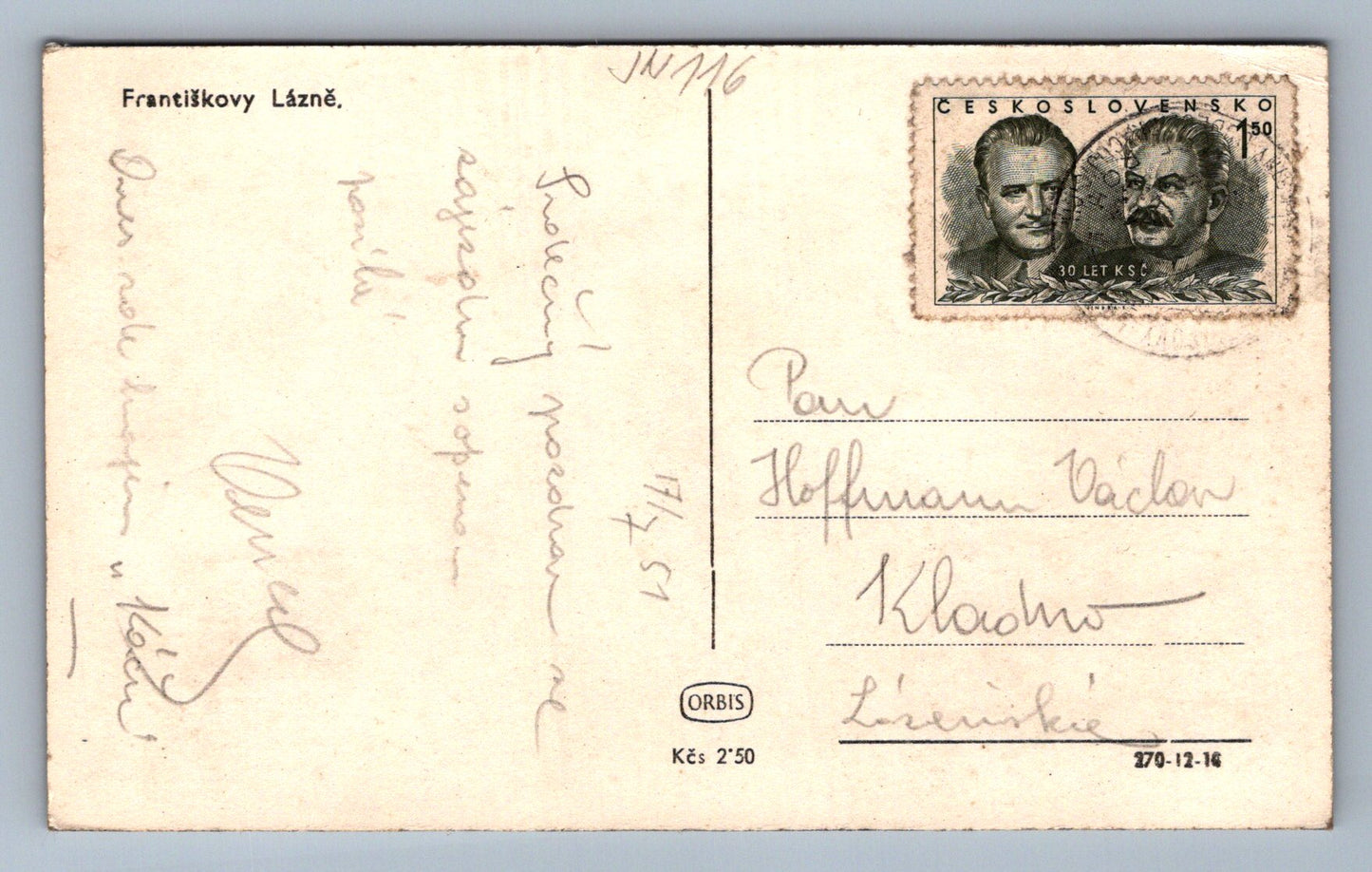 Pohlednice Františkovy Lázně (JN116)