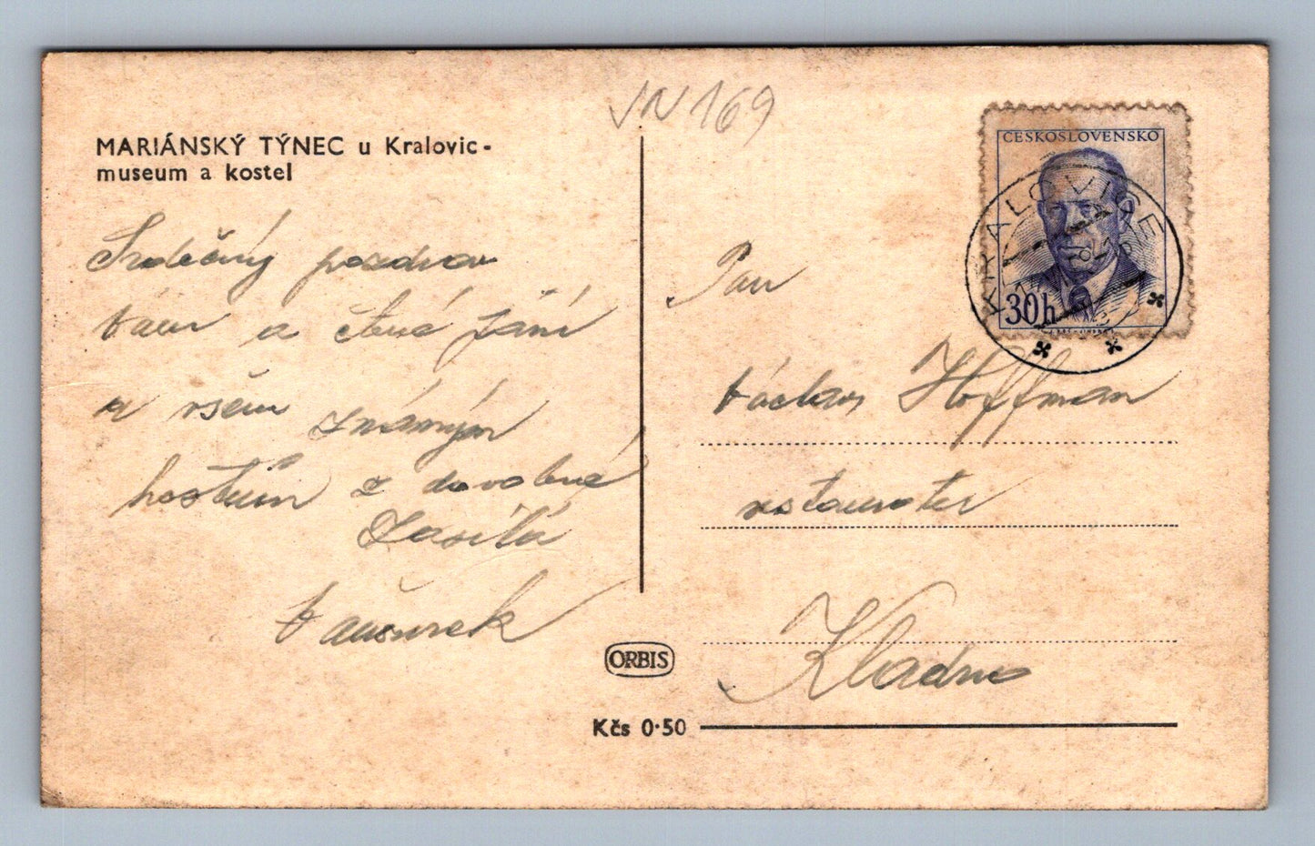 Postcard Mariánský Týnec u Kralovice - museum and church (JN169)