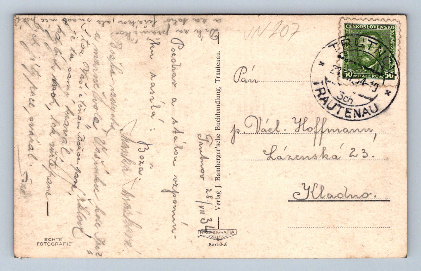 Postcard Trautenau - City Park (JN207)