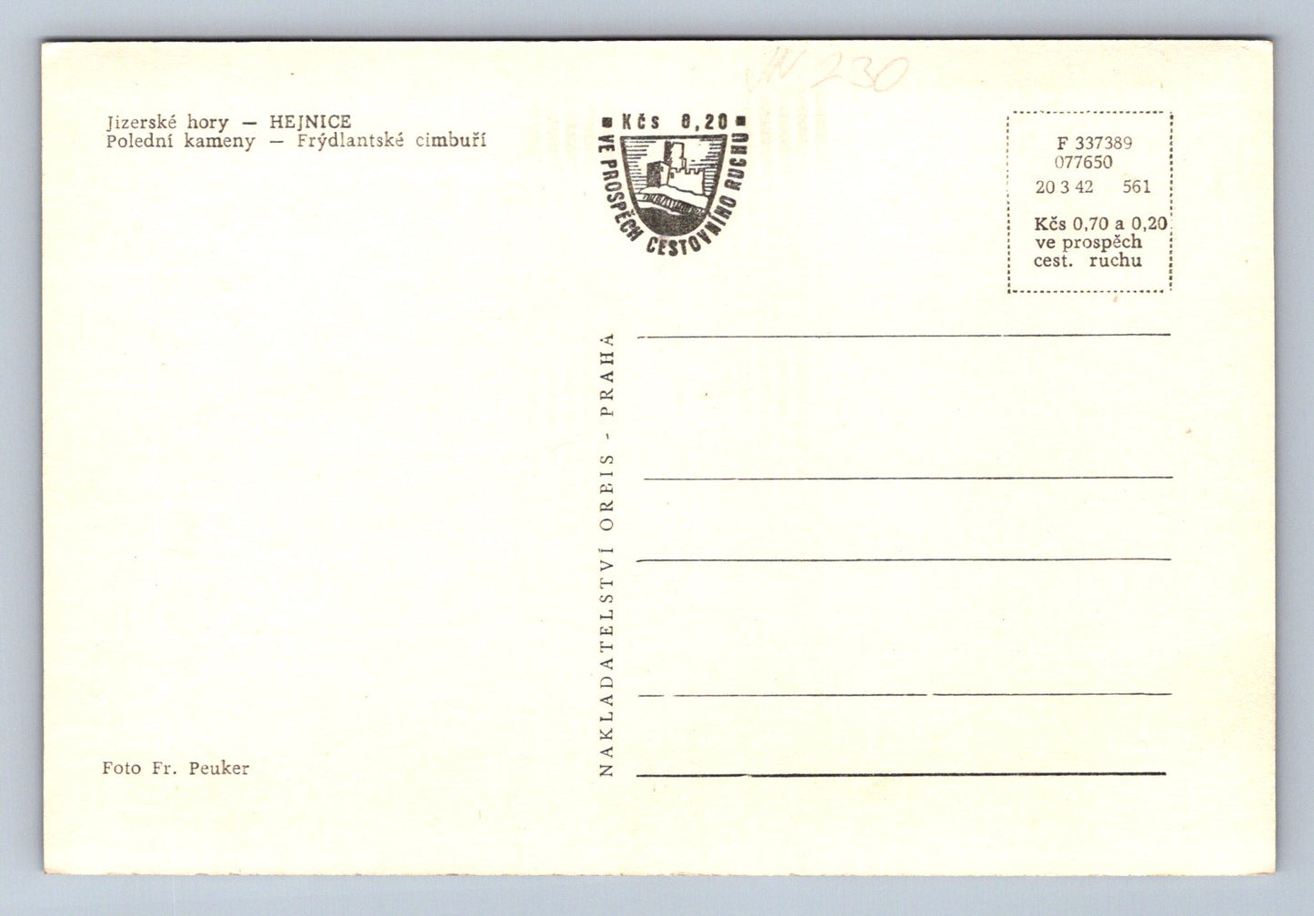 Postcard Jizera Mountains - Hejnice (JN230)