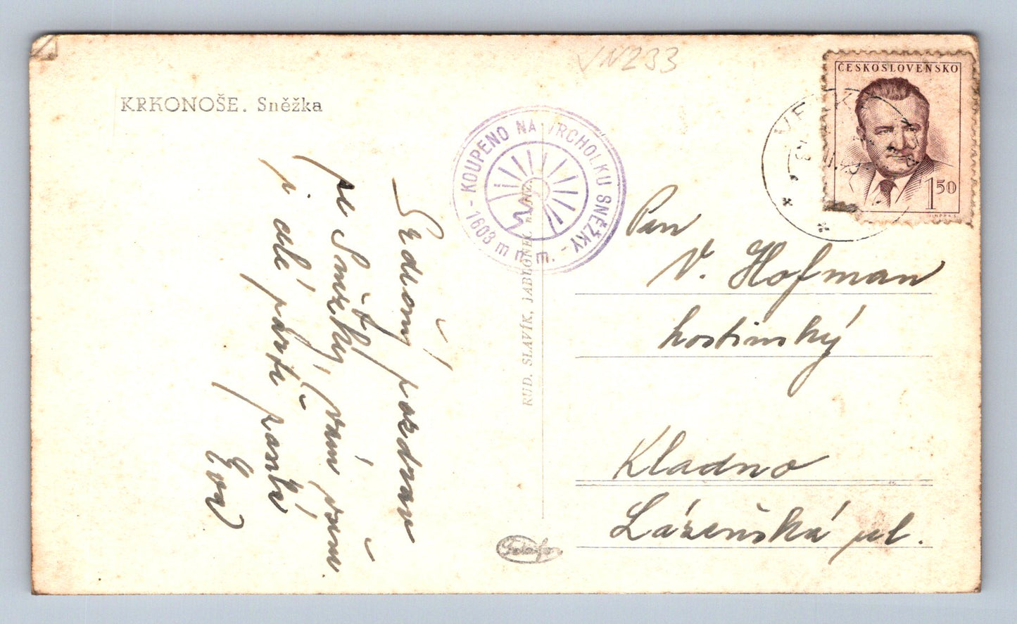 Postcard Giant Mountains - Sněžka (JN233)