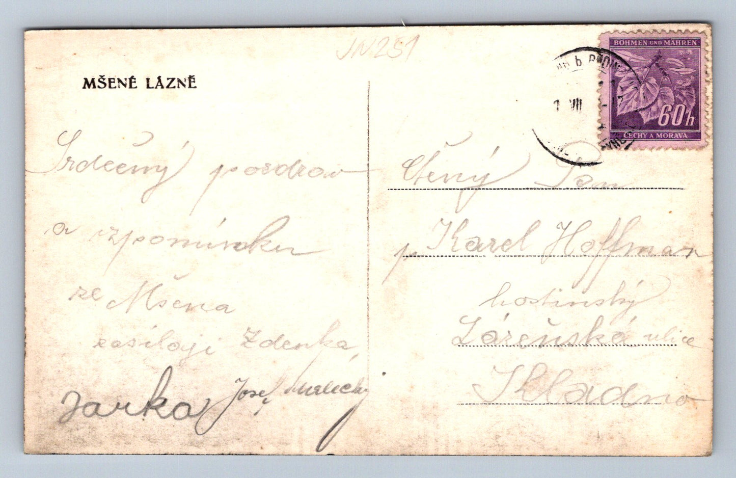 Pohlednice Mšené Lázně (JN251)