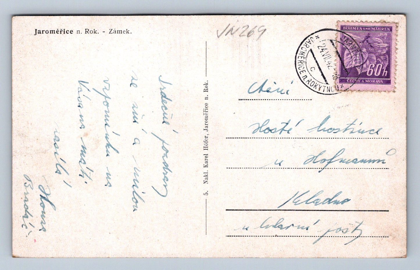Pohlednice Jaroměřice n. Rok. (JN264)