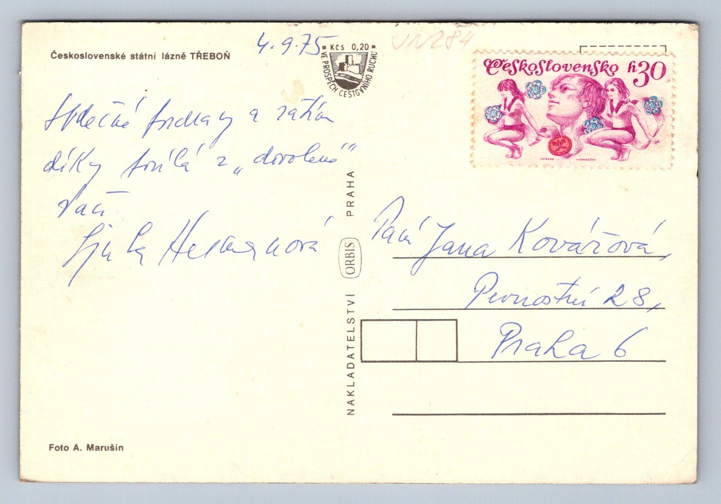 Postcard Czechoslovak State Spa - Třeboň (JN284)