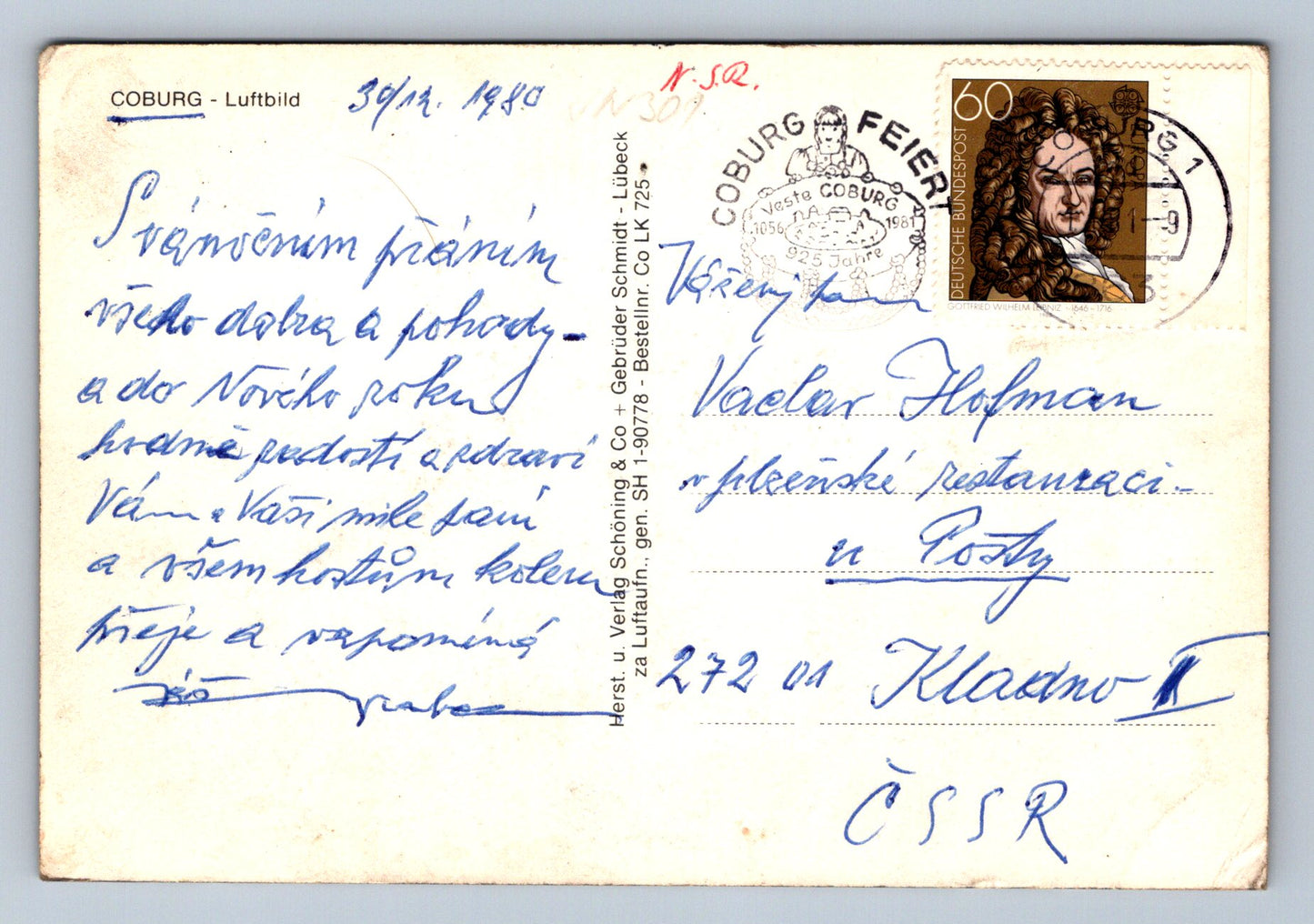 Postcard Coburg - Aerial view (JN301)