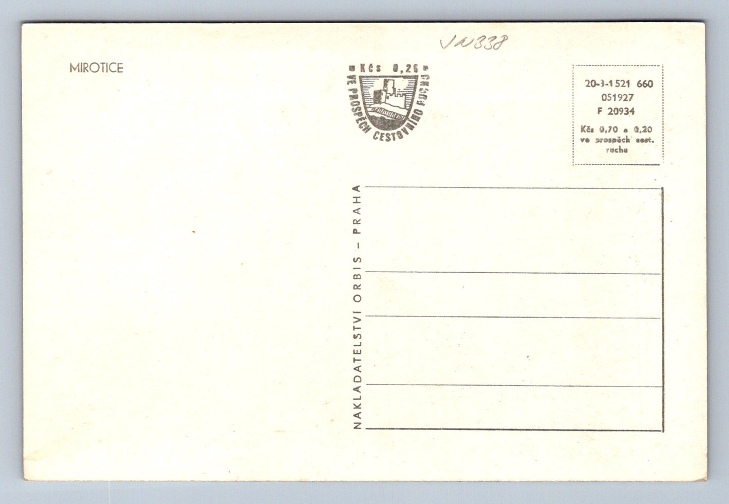 Postcard Mirotice (JN338)