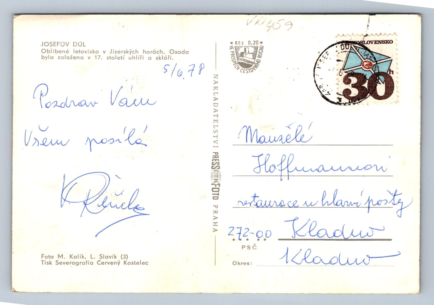 Postcard Josefúv důl - resort (JN459)