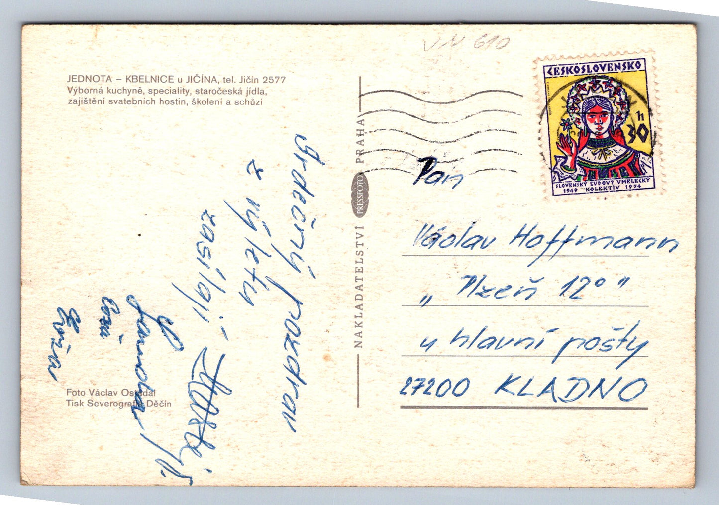 Pohlednice Kbelnice u Jičína -hospoda (JN610)