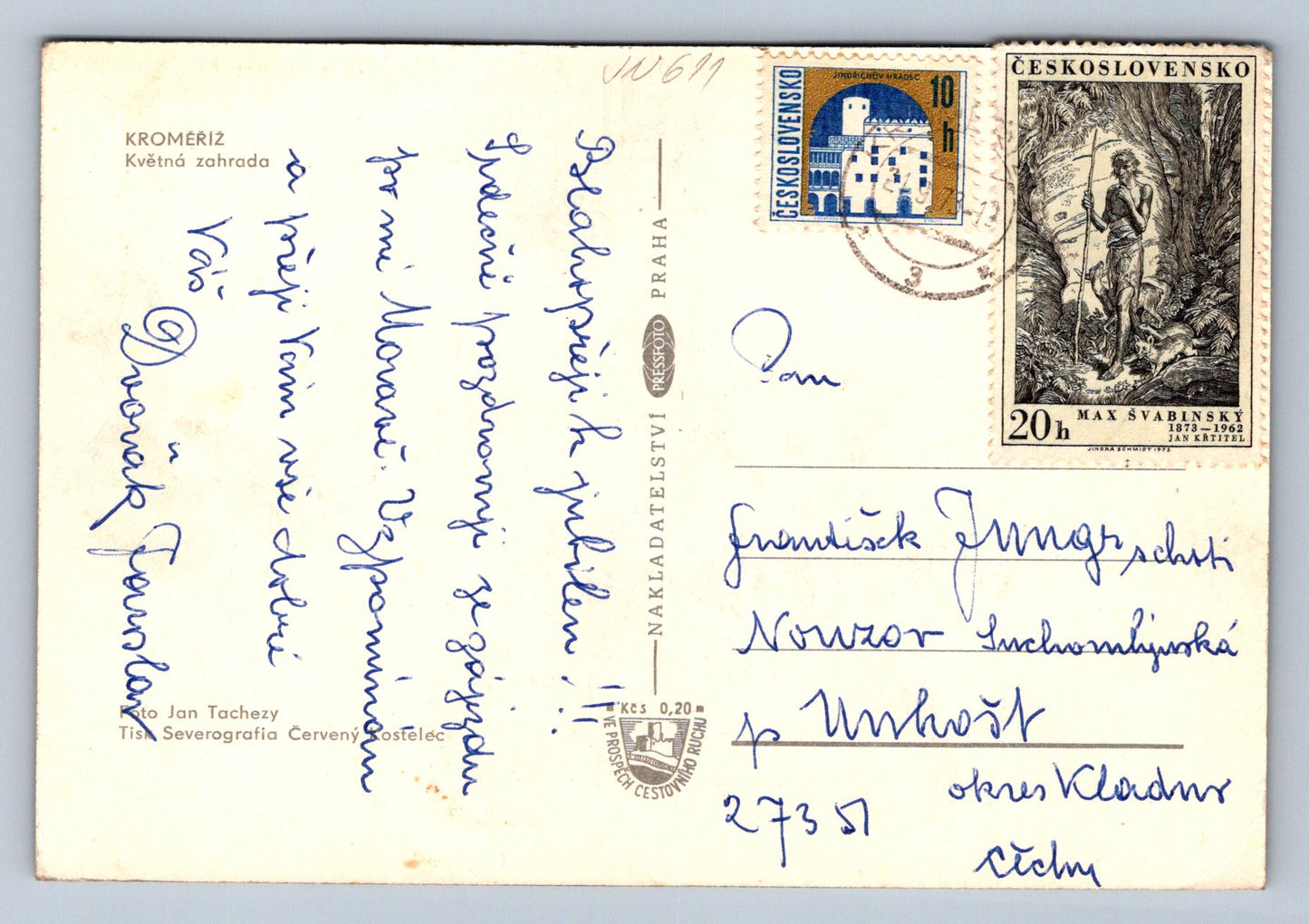 Postcard Kroměříž-flower garden (JN611)