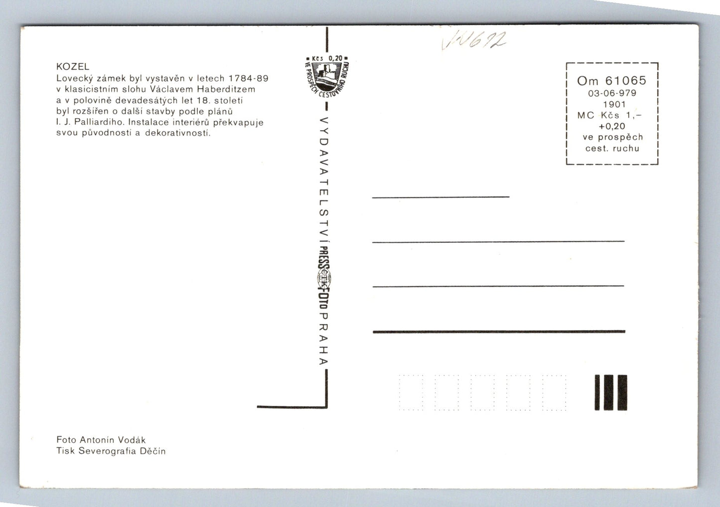 Postcard Kozel-hunting castle (JN612)