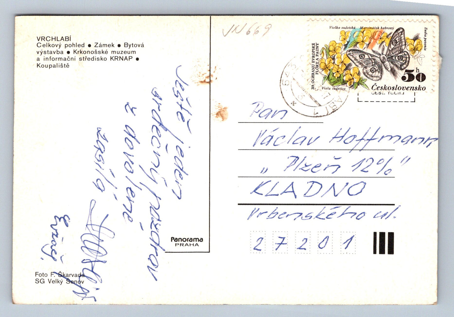 Postcard Vrchlabi - general view (JN669)