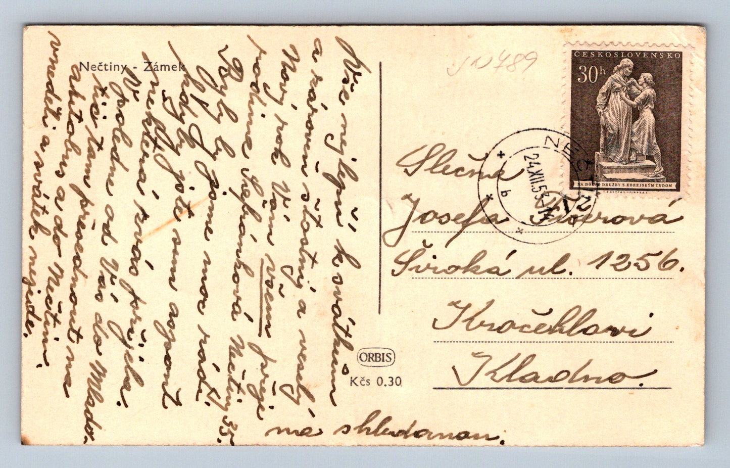 Postcard Nečtiny - castle (JN789)