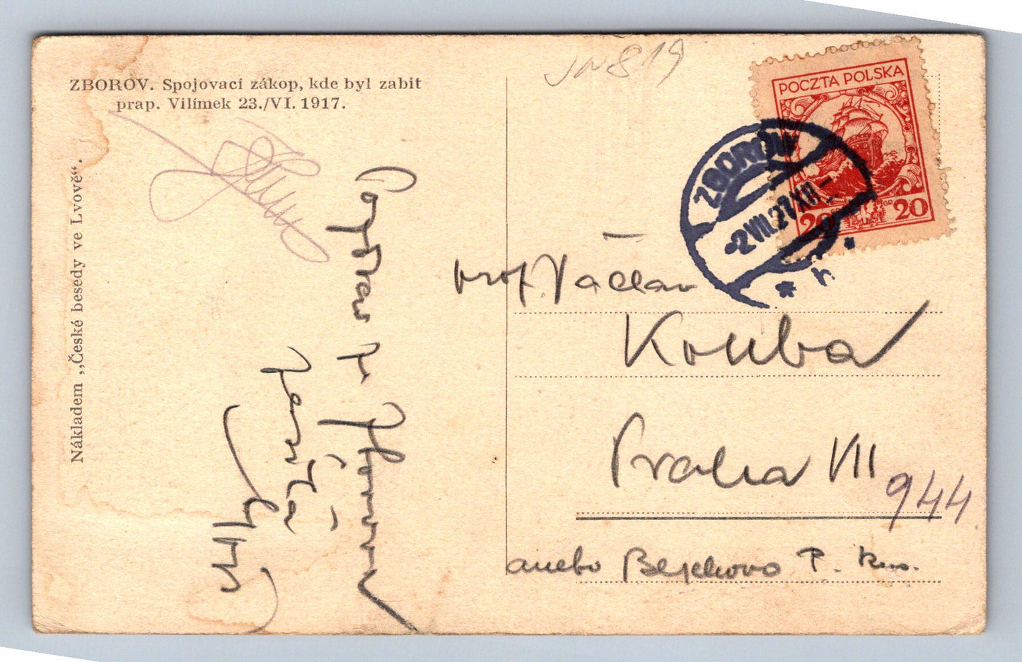 Postcard Zborov - Military communication trench (JN819)