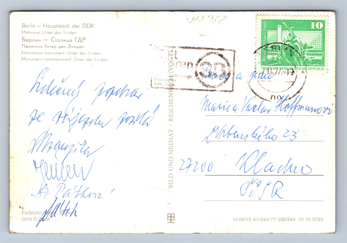 Postcard Berlin - Capital of the GDR (JN958)