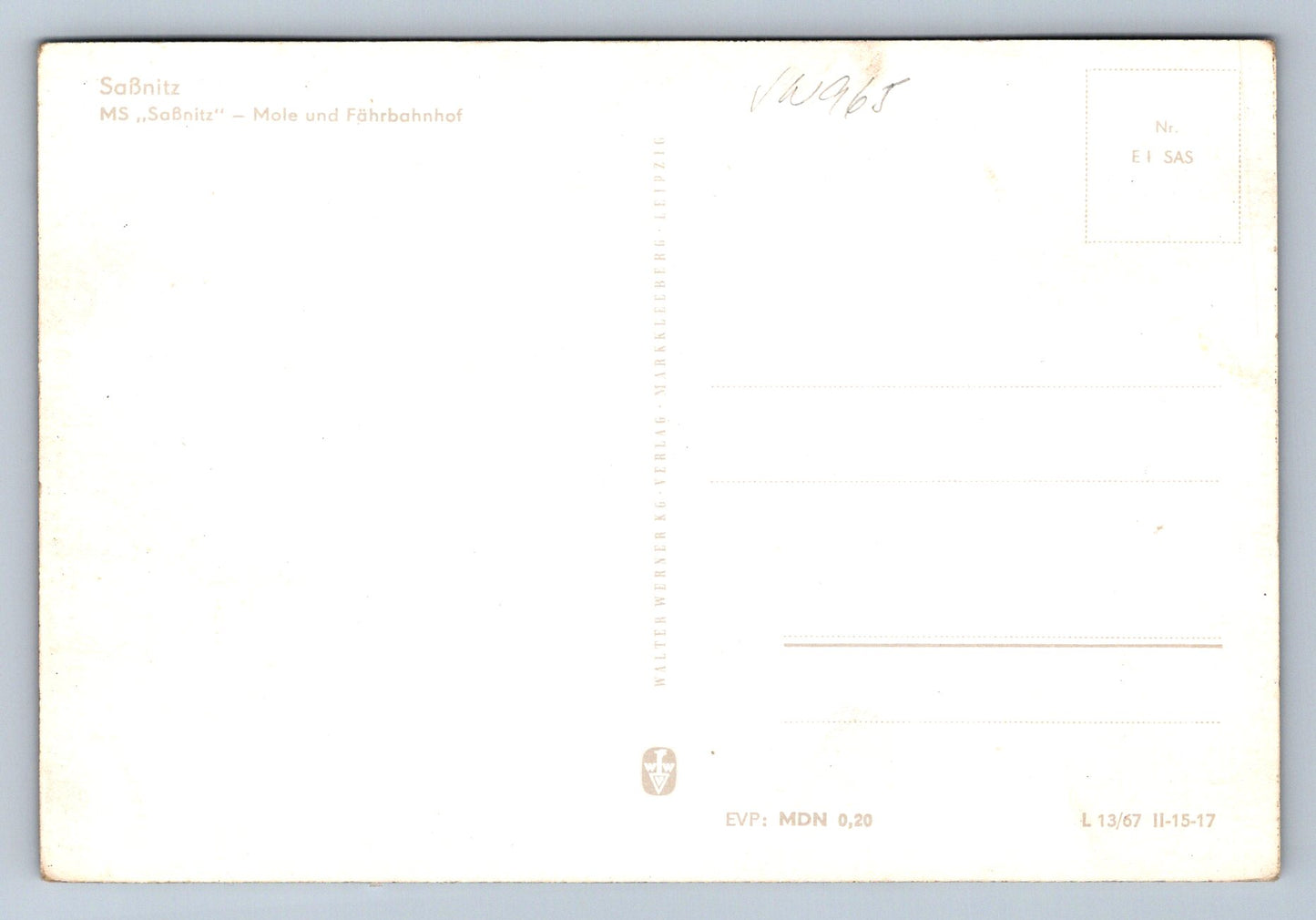 Postcard Saßnitz - MS Saßnitz Mole und Fährbahnhof (JN965)