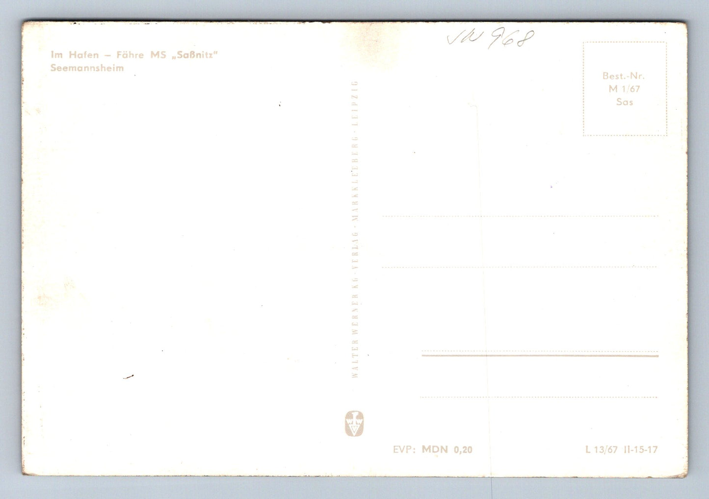 Postcard Sassnitz - Im Hafen - Fähre (JN968)