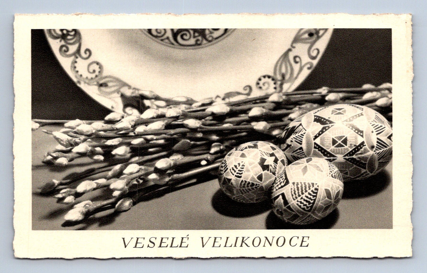Pohlednice Veselé Velikonoce - černobílá pohlednice (JN975)