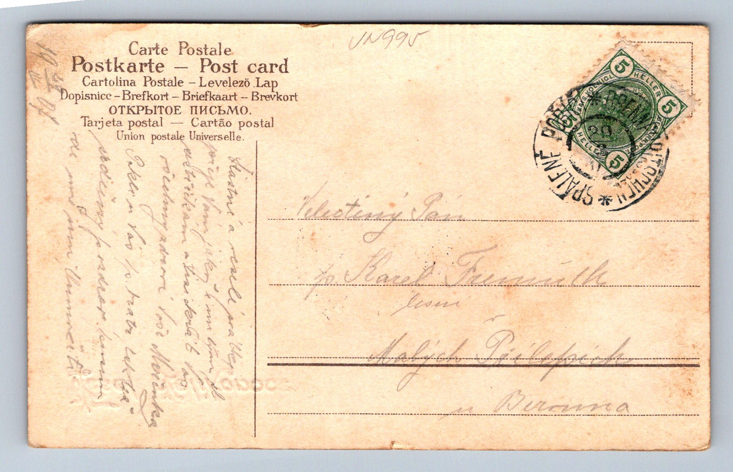 Pohlednice Veselé Velikonoce - Carte Postale - Zelená pohlednice s kuř