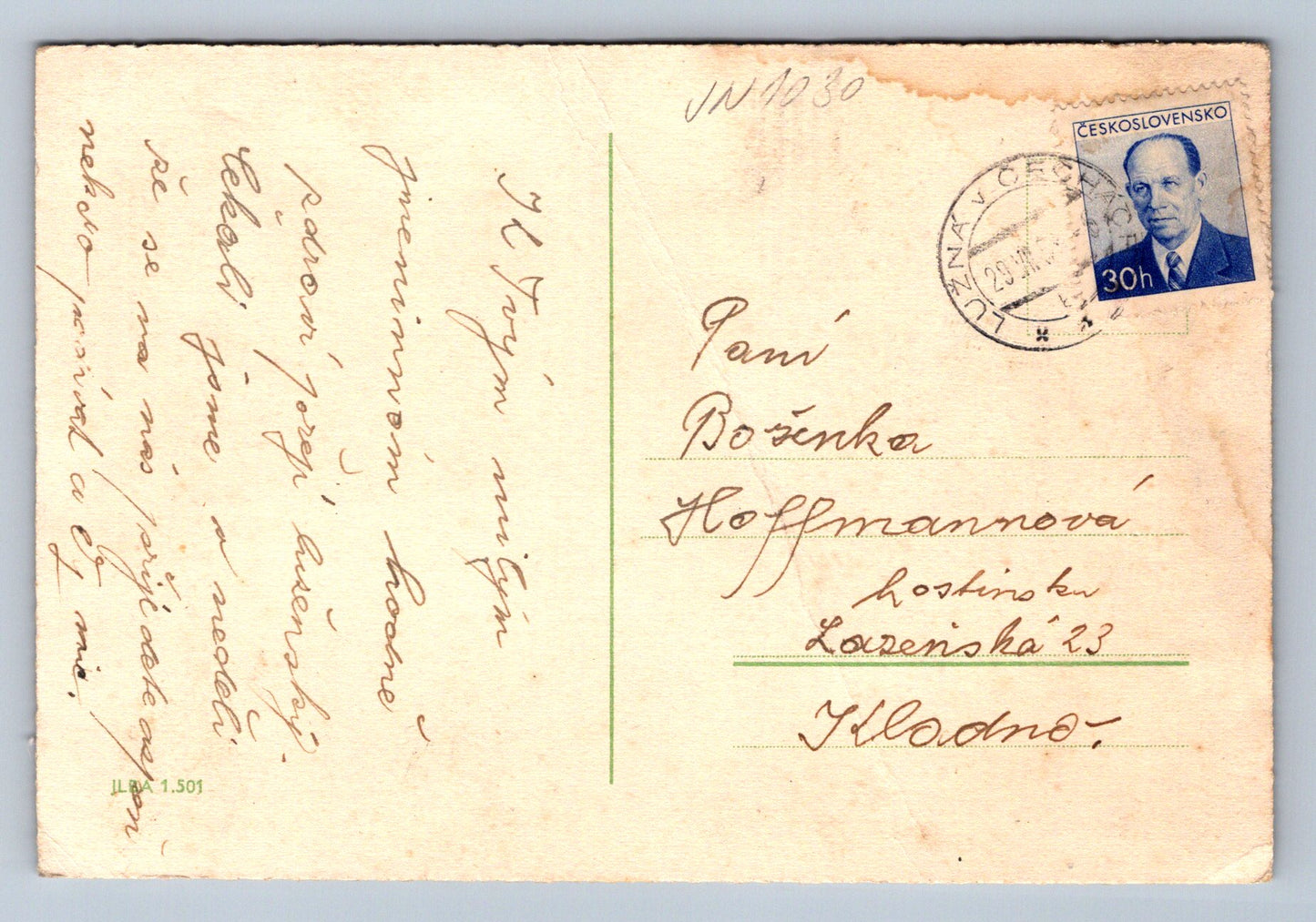 Pohlednice Váza s květinami - Lužná v Čechách (JN1030)