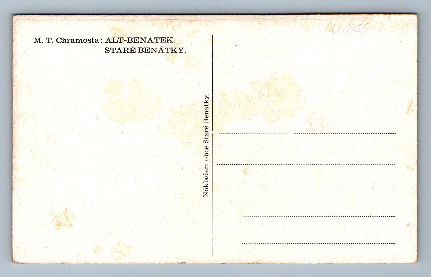 Postcard MT Chramosta: Alt - Benatek - without text (JN1054)