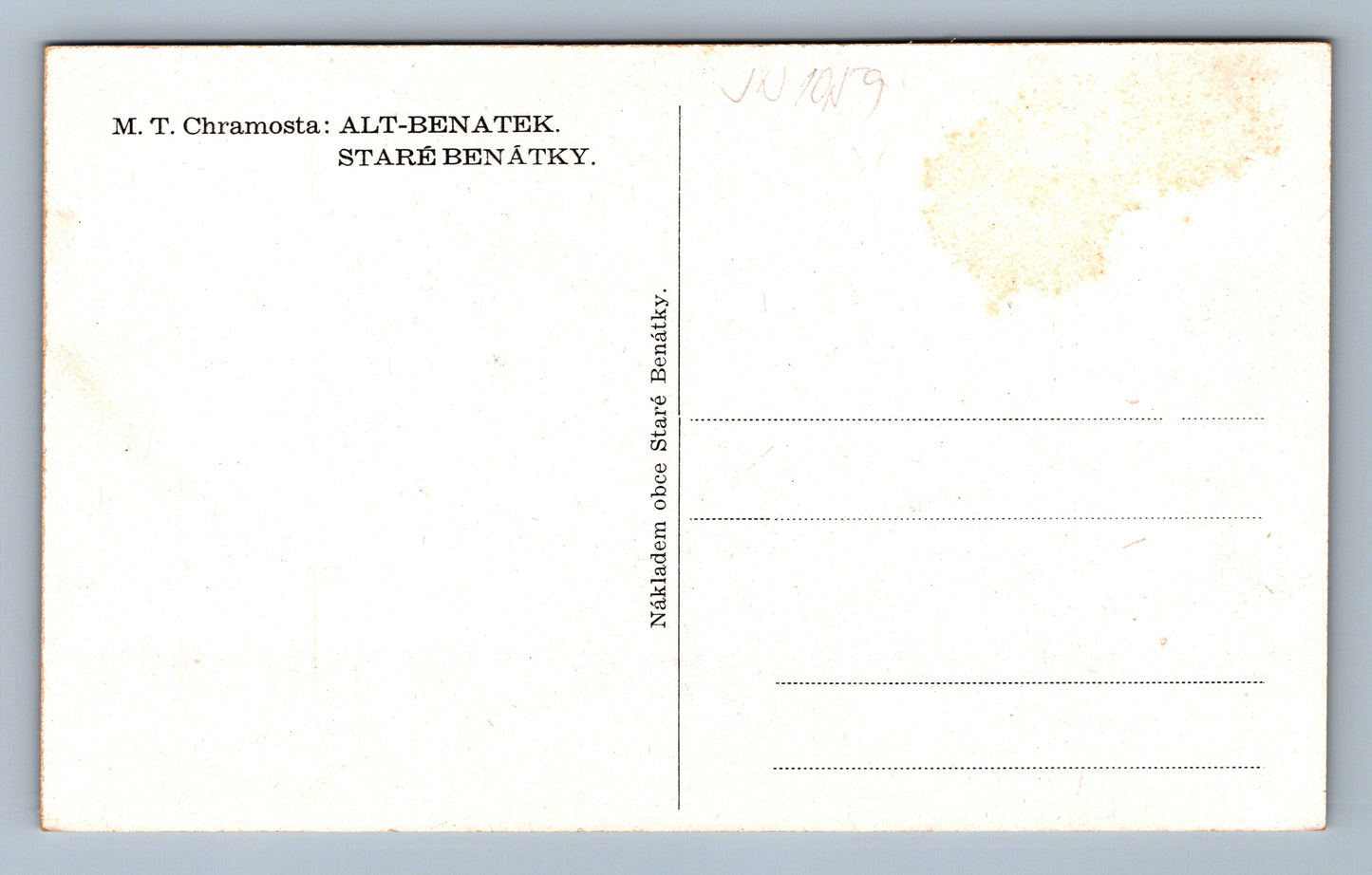 Pohlednice M.T. Chramosta: Alt - Benatek - bez textu (JN1059)