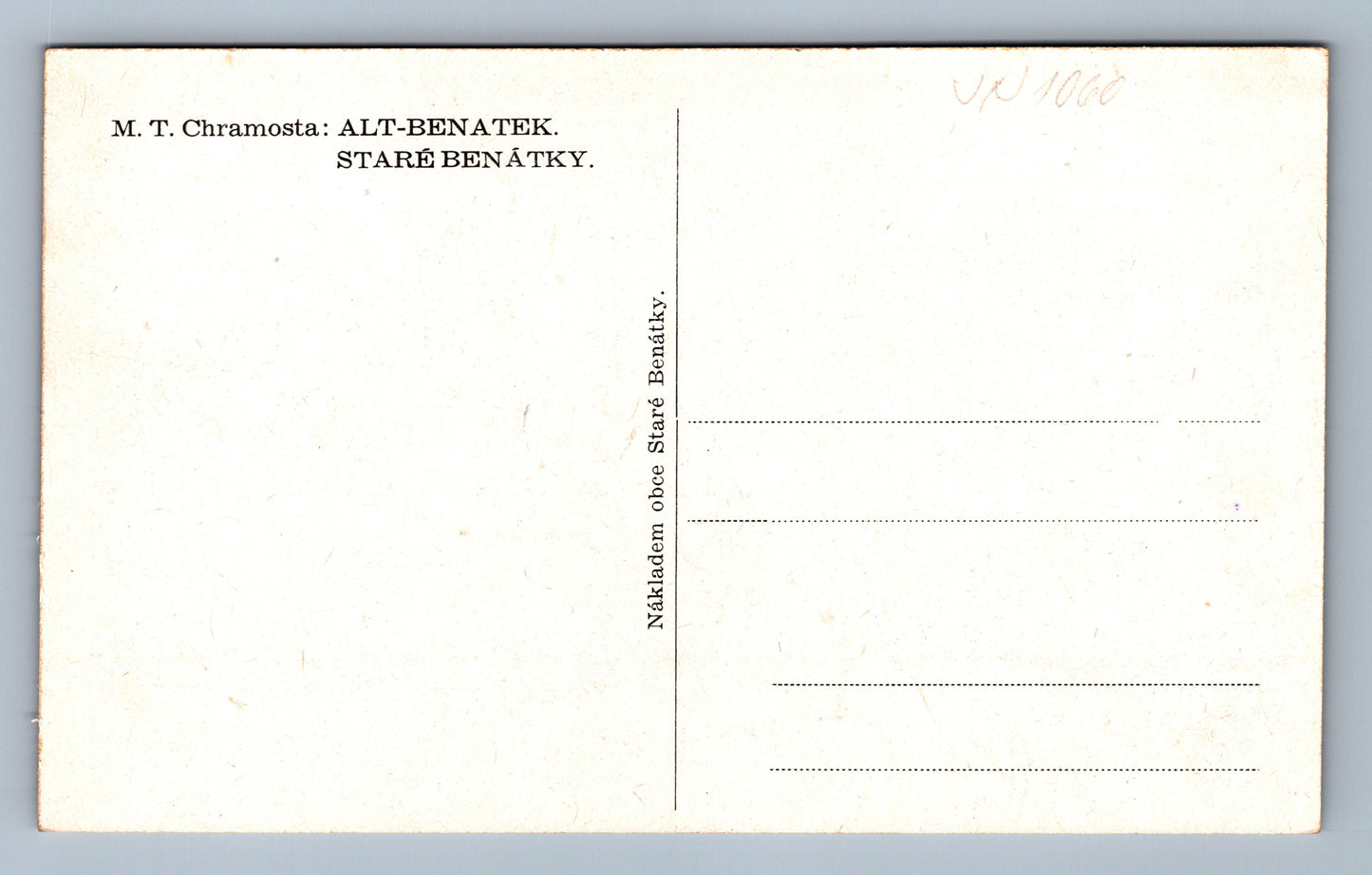 Pohlednice M.T. Chramosta: Alt - Benatek - bez textu (JN1060)