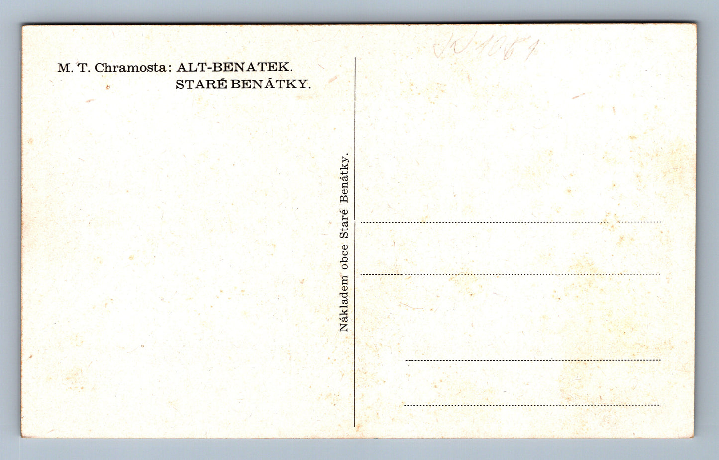 Pohlednice M.T. Chramosta: Alt - Benatek - bez textu (JN1061)