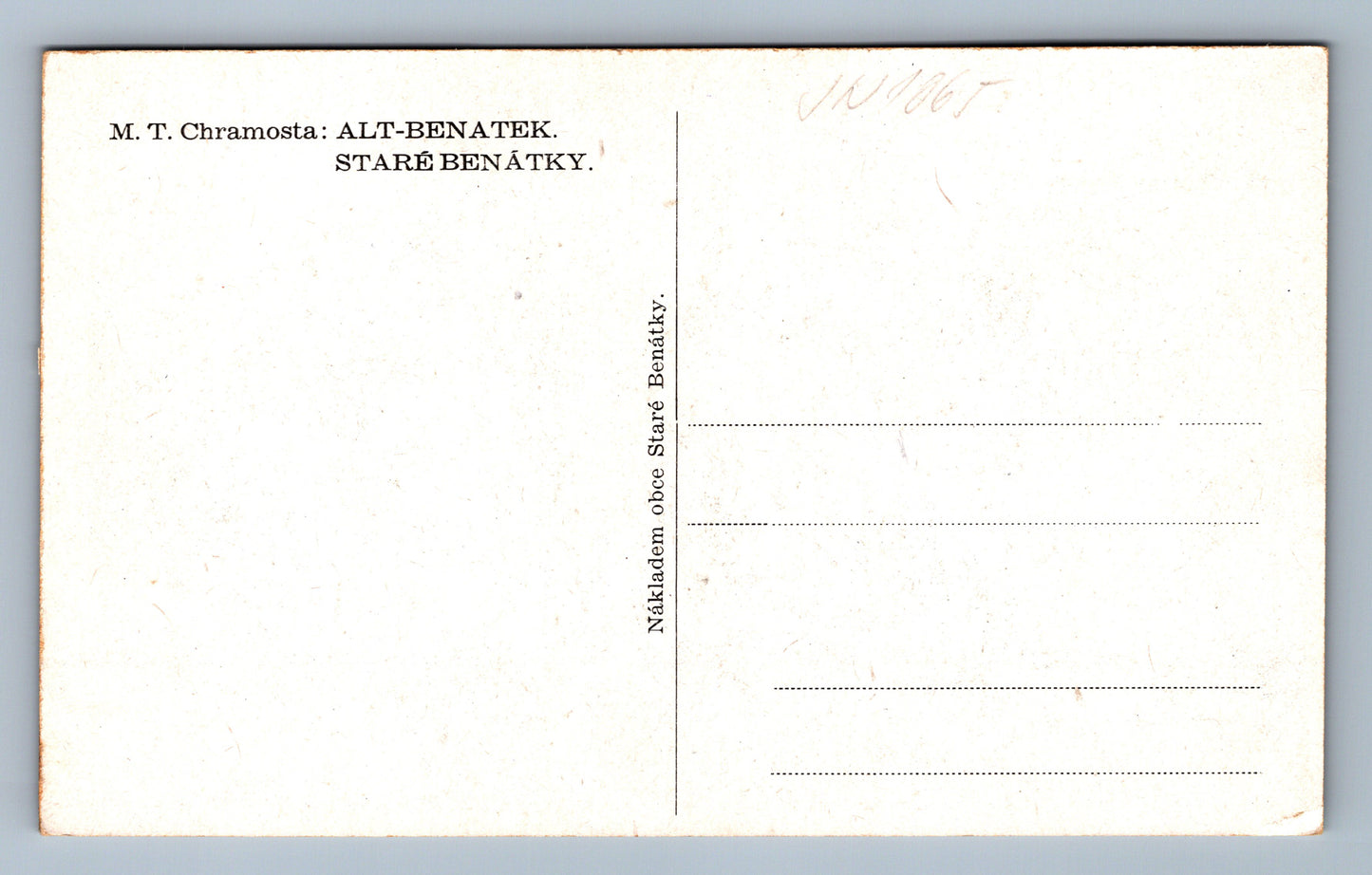 Pohlednice M.T. Chramosta: Alt - Benatek - bez textu (JN1065)