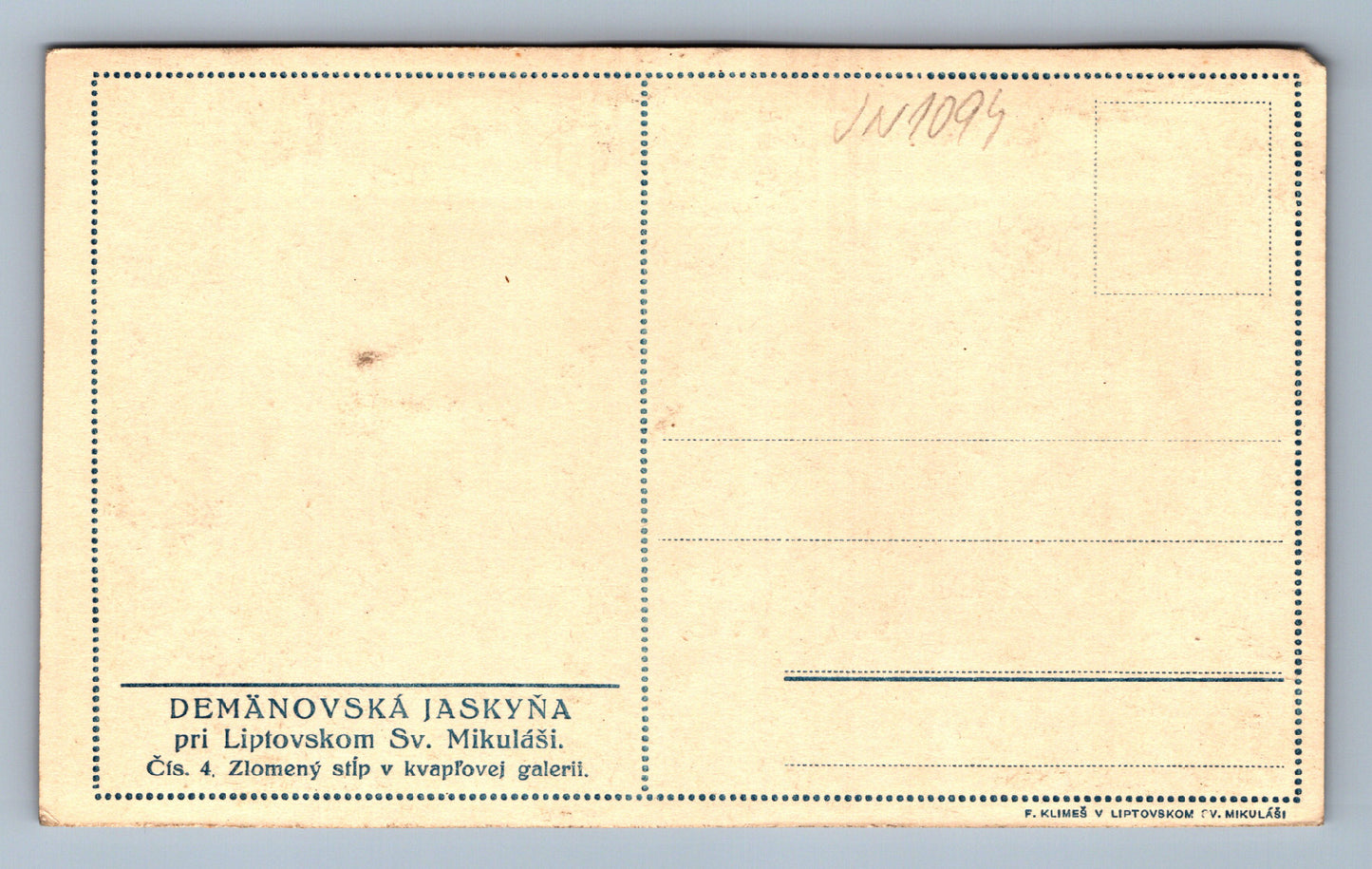 Postcard Demänovská cave near Liptovský Sv. Mikuláš no. 4 Break