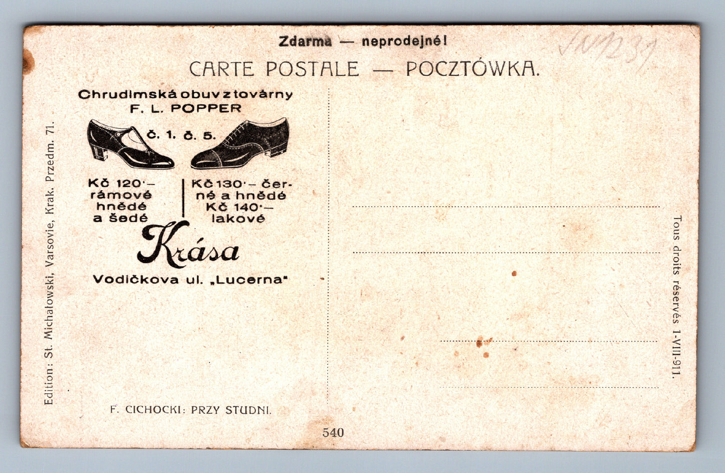 Postcard Woman with buckets of water advertising VODIČKOVA shoes (JN1231)