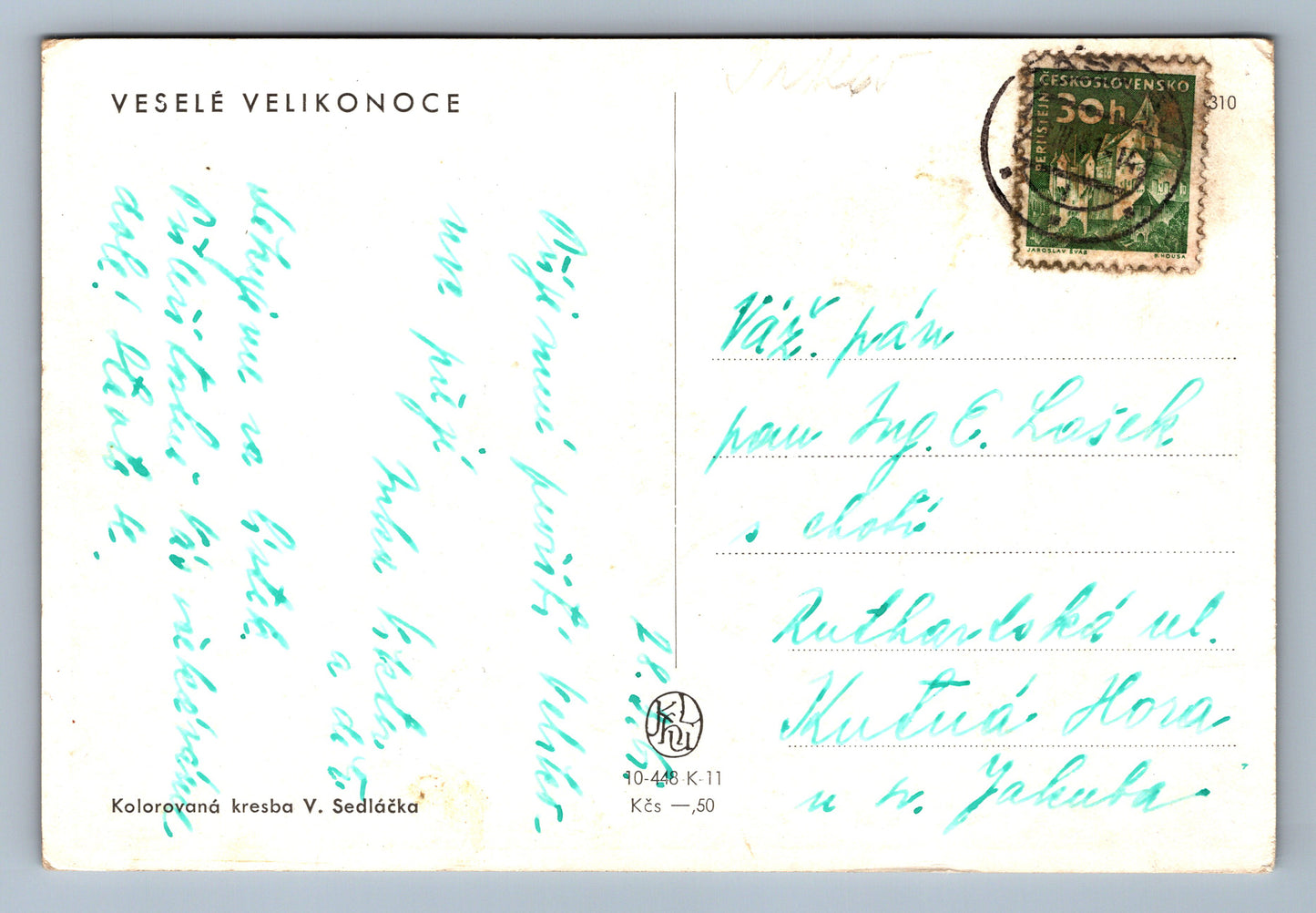 Pohlednice Veselé Velikonoce Sedláček (JN1265)