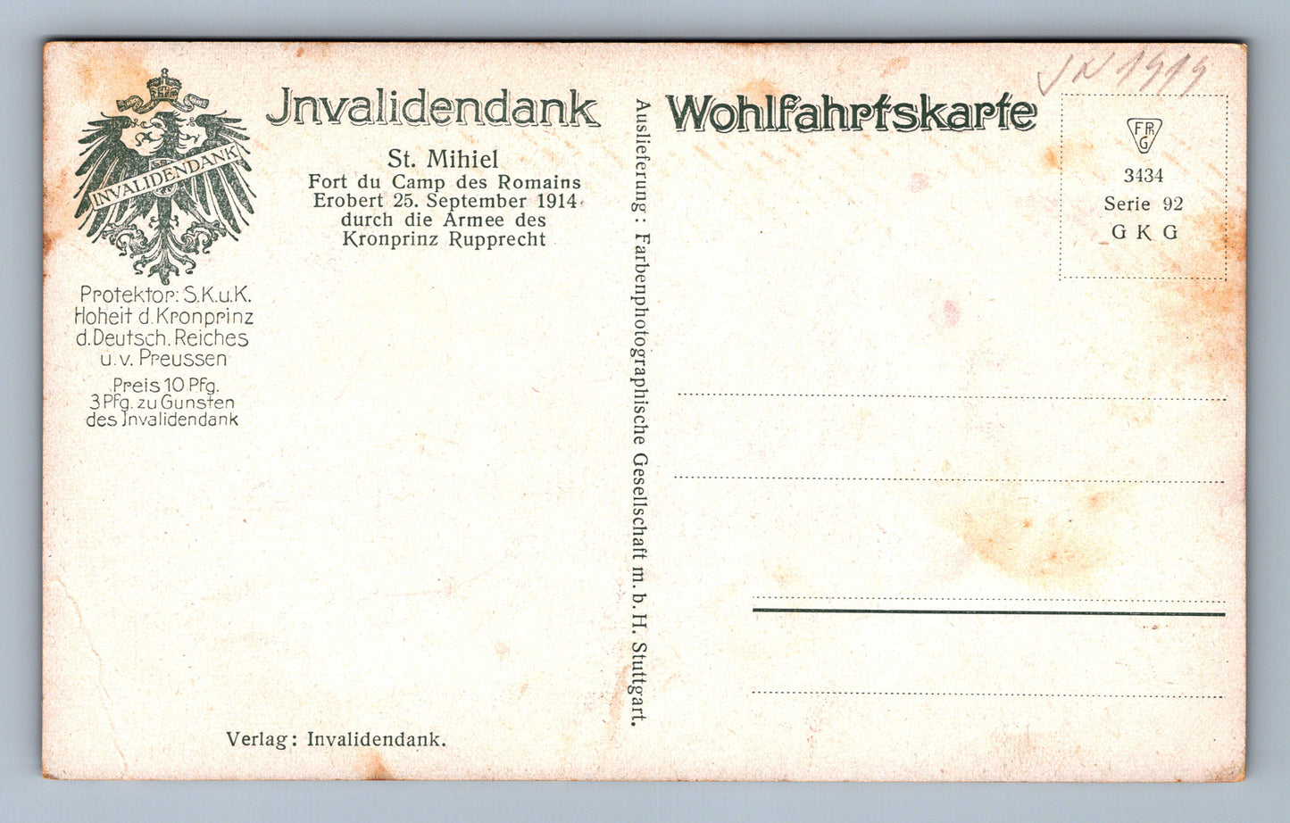Pohlednice Válka Invalidendank VOJENSKÝ (JN1414)