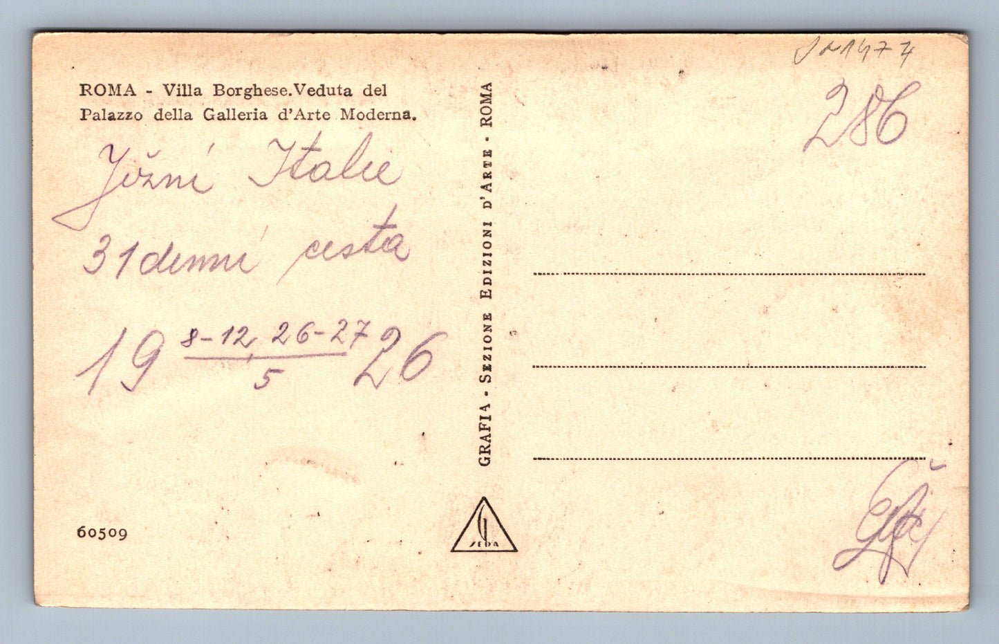 Postcard Rome Villa Borghese (JN1474)