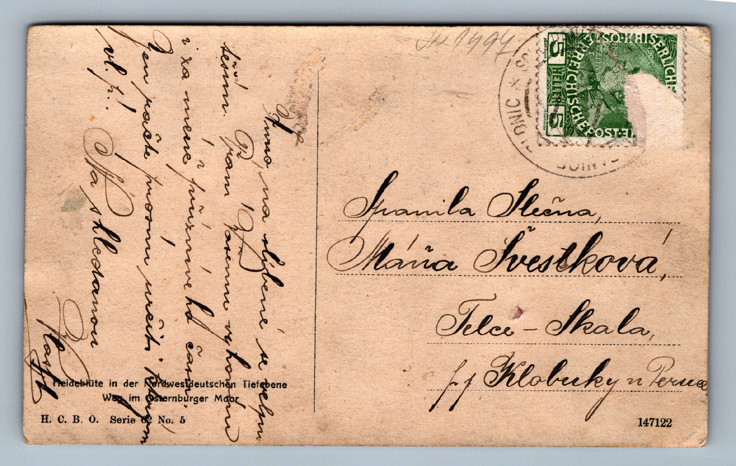 Pohlednice Plaň s fialovými květy Ostenburger (JN1497)