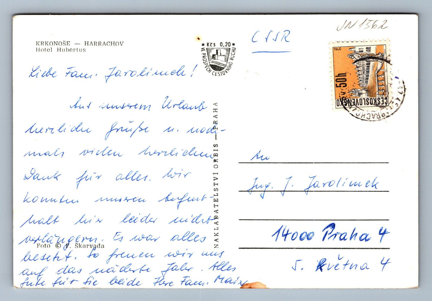 Postcard Krkonoše Harrachov (JN1562)